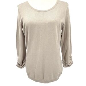Dressbarn Womens Sweater S Taupe Minimalist Career Wardrobe‎ Staple Neutral NWT